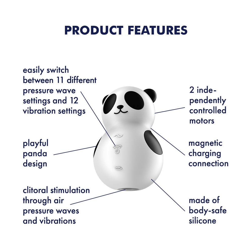Satisfyer Pocket Panda USB Rechargeable Air Pulse Massager Black - Clit Ticklers and Pulsators