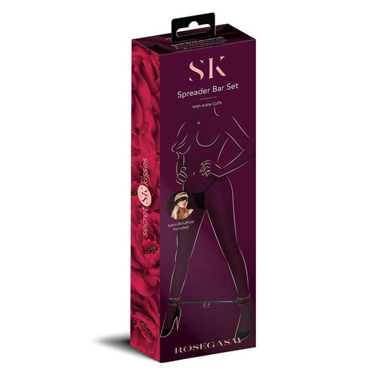 Secret Kisses Rosegasm BDSM Play Spreader Bar Set Black - Cuffs And Restraints