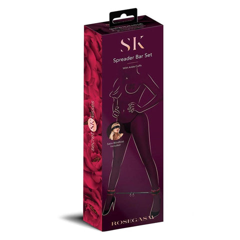 Secret Kisses Rosegasm BDSM Play Spreader Bar Set Black - Cuffs And Restraints