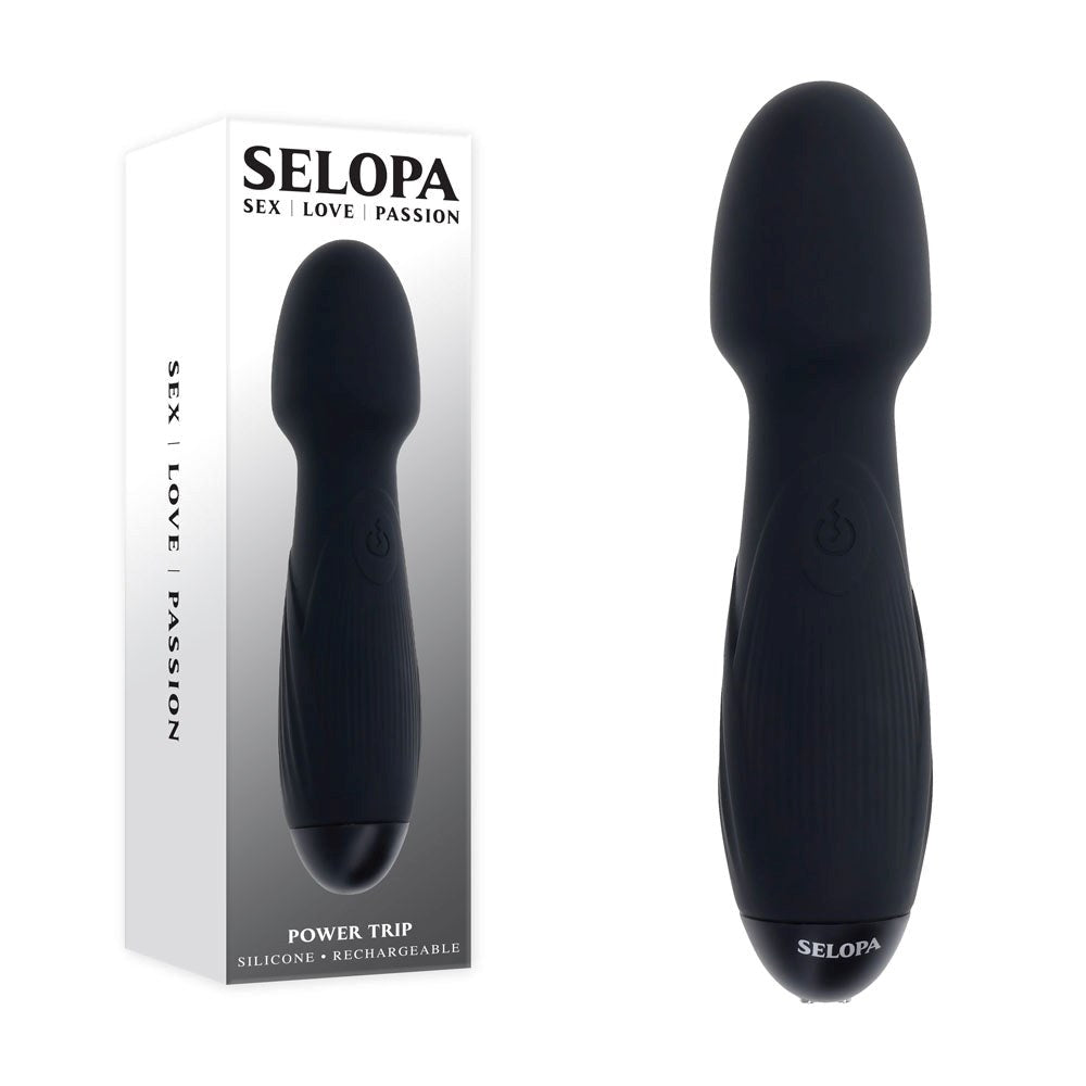 Selopa POWER TRIP USB Rechargeable Body Wand Massager Black - - Body Wands