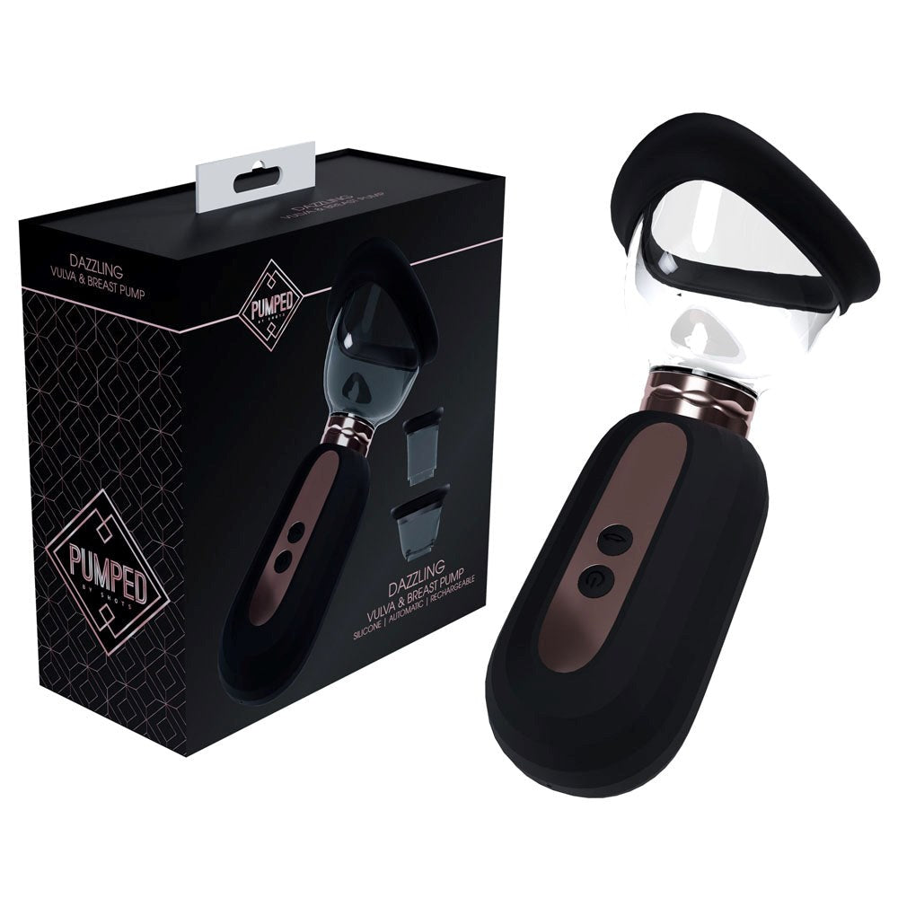 Shots Toys PUMPED Dazzling Auto USB Rechargeable Ladies Pump Black - - Pussy And Clit Toys