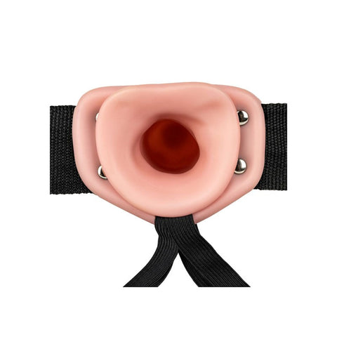 Shots Toys REALROCK Vibrating Hollow Strap On Dildo Flesh - Strap On Sextoys