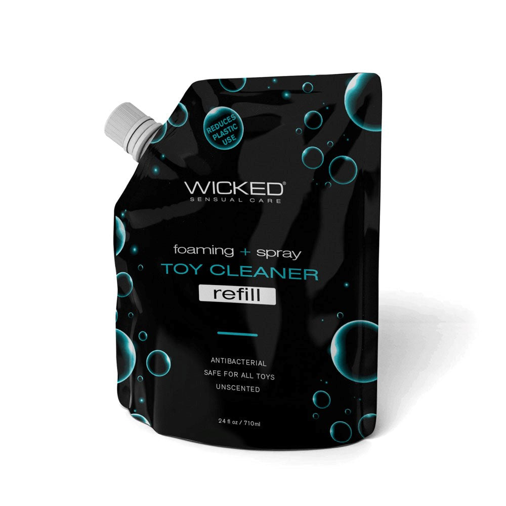 Wicked Foaming and Spray Unscented Antibacterial Toy Cleaner Refill 710ml Pouch - - Adult Toy Cleaner