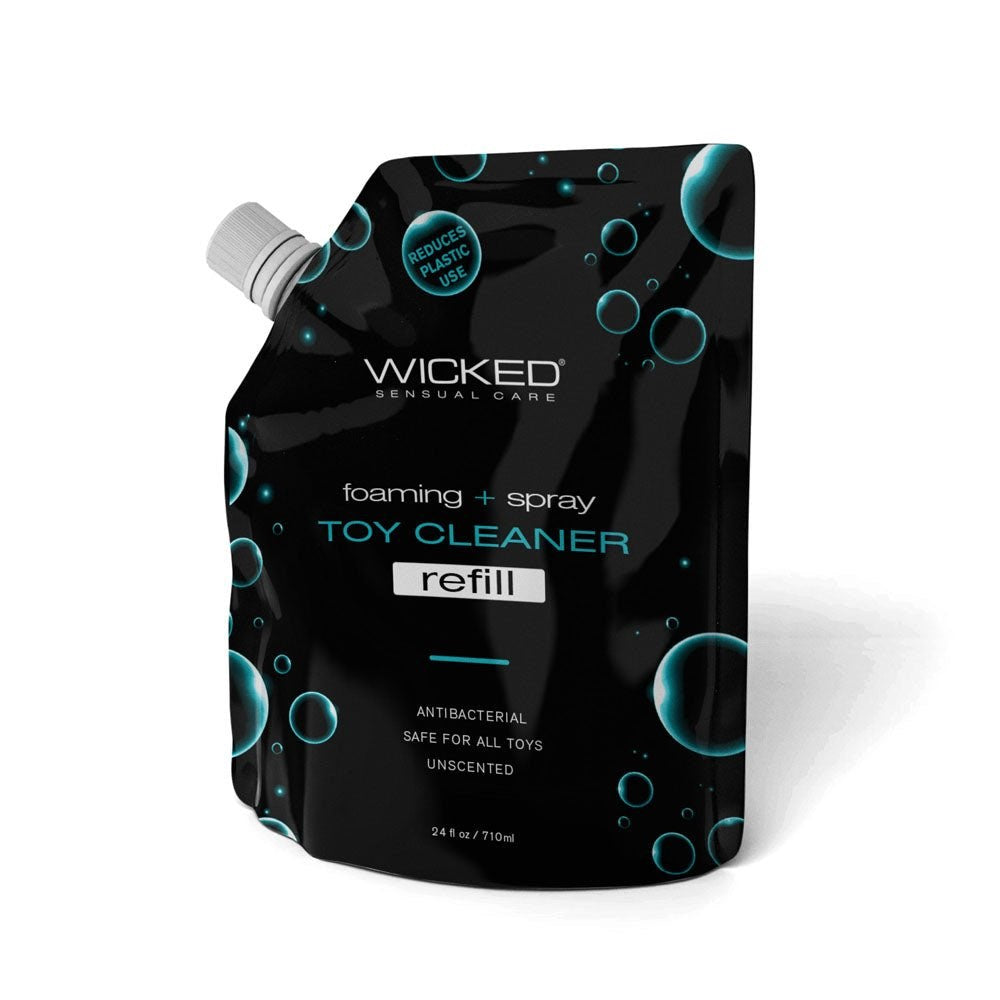 Wicked Foaming and Spray Unscented Antibacterial Toy Cleaner Refill 710ml Pouch - - Adult Toy Cleaner