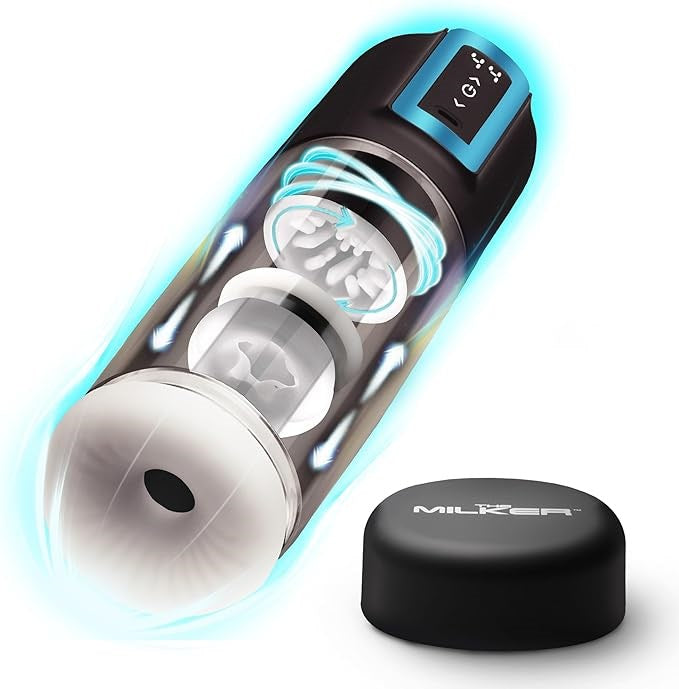 XR Brands LoveBotz The Milker Thrusting & Rotating Male Masturbator - Masturbators and Strokers