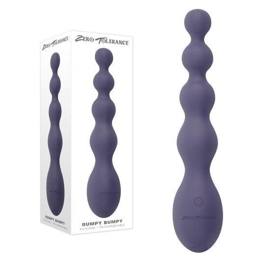 Zero Tolerance Rumpy Bumpy 17.5cm USB Rechargeable Vibrating Anal Bead Purple - Anal Beads and Balls