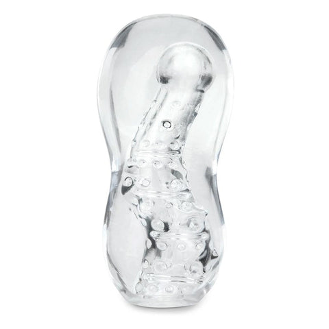 Zolo Gripz Wavy Squeezable Clear Flexible & Stretchy Stroker Masturbator - Masturbators and Strokers