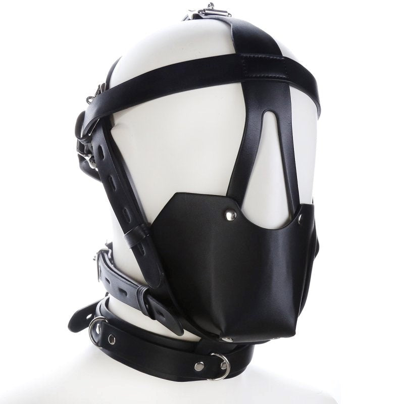 BDStyle Faux Leather Bondage Harness Hood - - Bondage Hoods