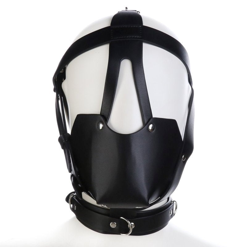 BDStyle Faux Leather Bondage Harness Hood - - Bondage Hoods