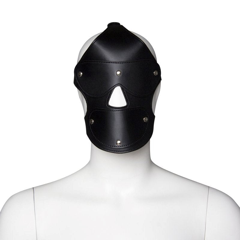 BDStyle Gimp Hood With Removable Eye Pad And Mouth Pad Black - - Bondage Hoods