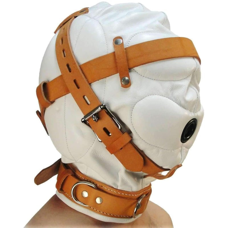 BDStyle Medical Fetish Padded Locking Hospital Restraint Hood - - Bondage Hoods