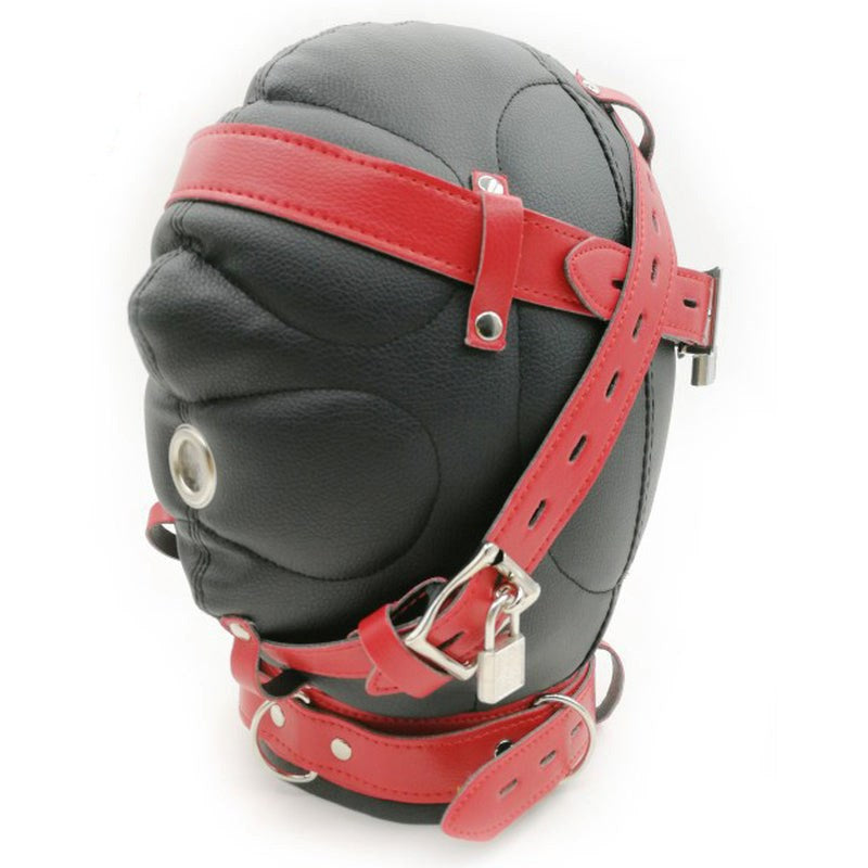 BDStyle Medical Fetish Padded Locking Hospital Restraint Hood - - Bondage Hoods