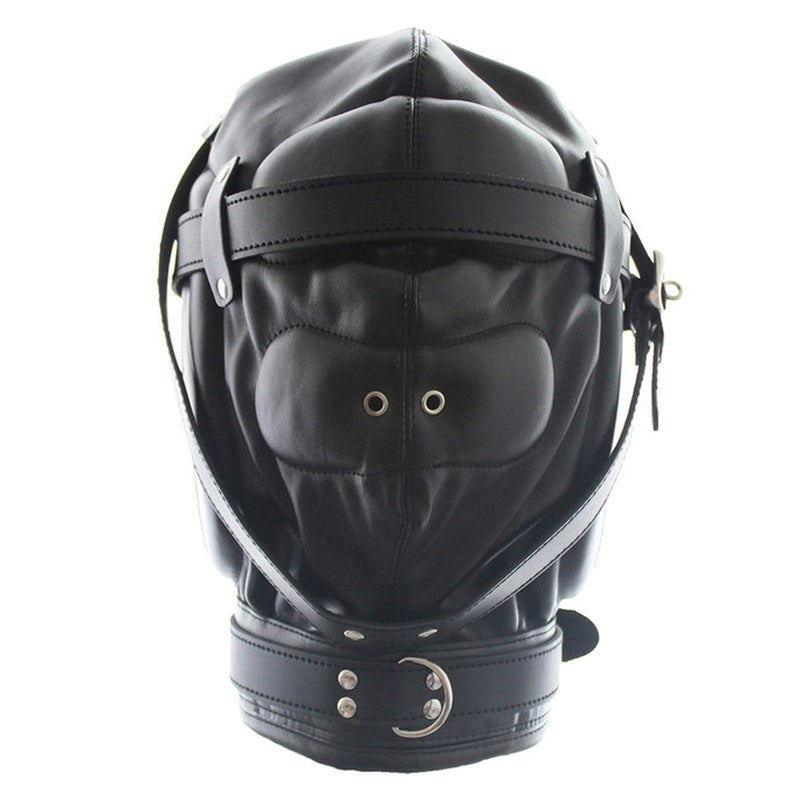 BDStyle Premium Total Sensory Deprivation Bondage Leather Hood - - Bondage Hoods