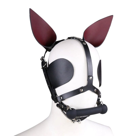 BDStyle Real Leather Dog Hoods With Bit Gag - Bondage Hoods
