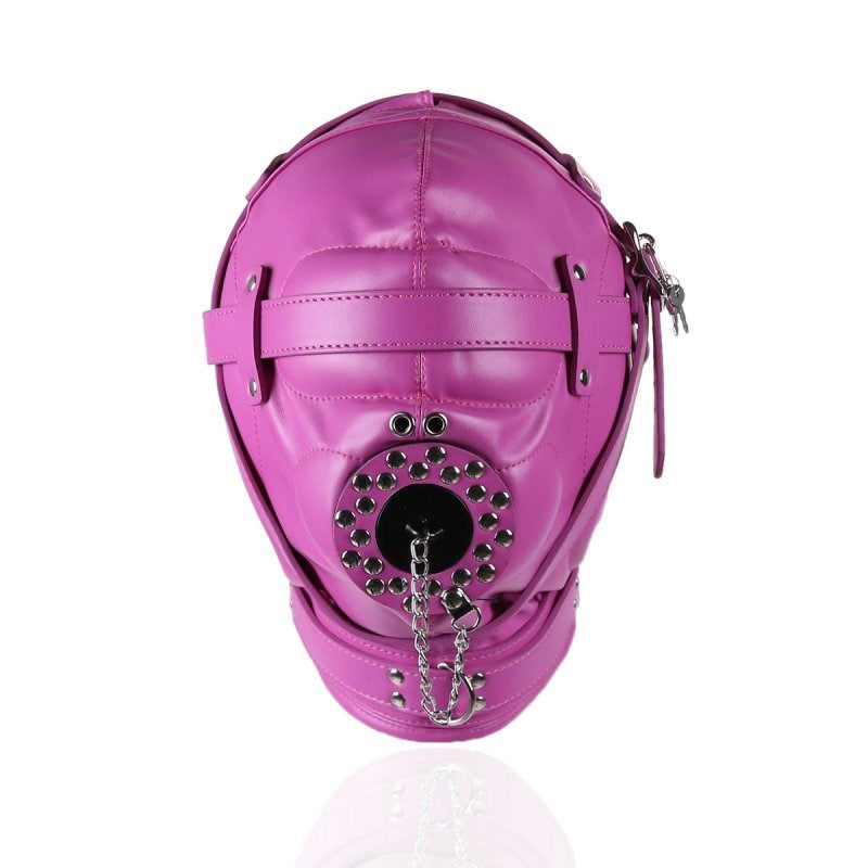 BDStyle Sensory Deprivation Hood with Open Mouth Gag Rose - - Bondage Hoods