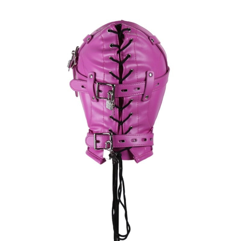 BDStyle Sensory Deprivation Hood with Open Mouth Gag Rose - - Bondage Hoods