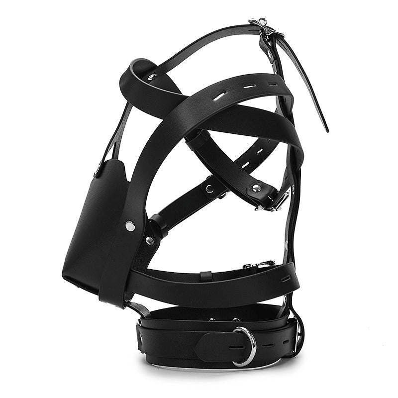 BDStyle Adjustable Buckle Black Leather Harness - - Bondage Hoods