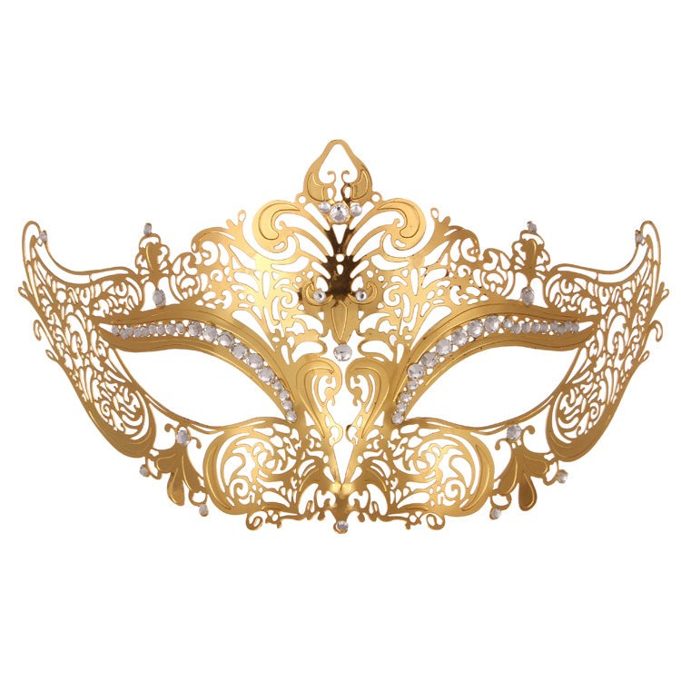 BDStyle Golden Diamante Metal Mask - - Blindfolds And Masks