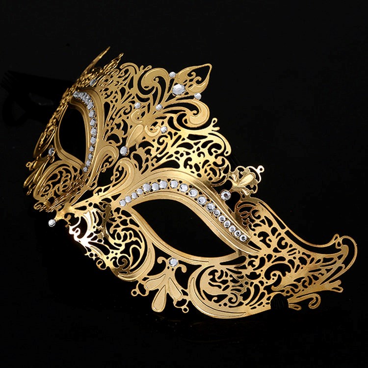 BDStyle Golden Diamante Metal Mask - - Blindfolds And Masks