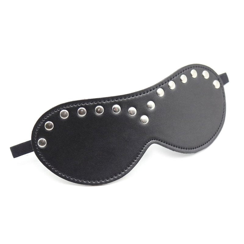 BDStyle Leather Blindfold Silver Stud - - Blindfolds And Masks