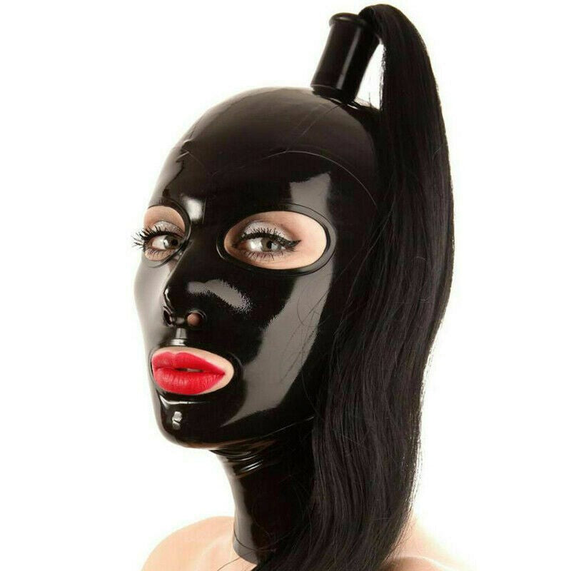 BDStyle Ponytail Bondage Mask Black - - Blindfolds And Masks