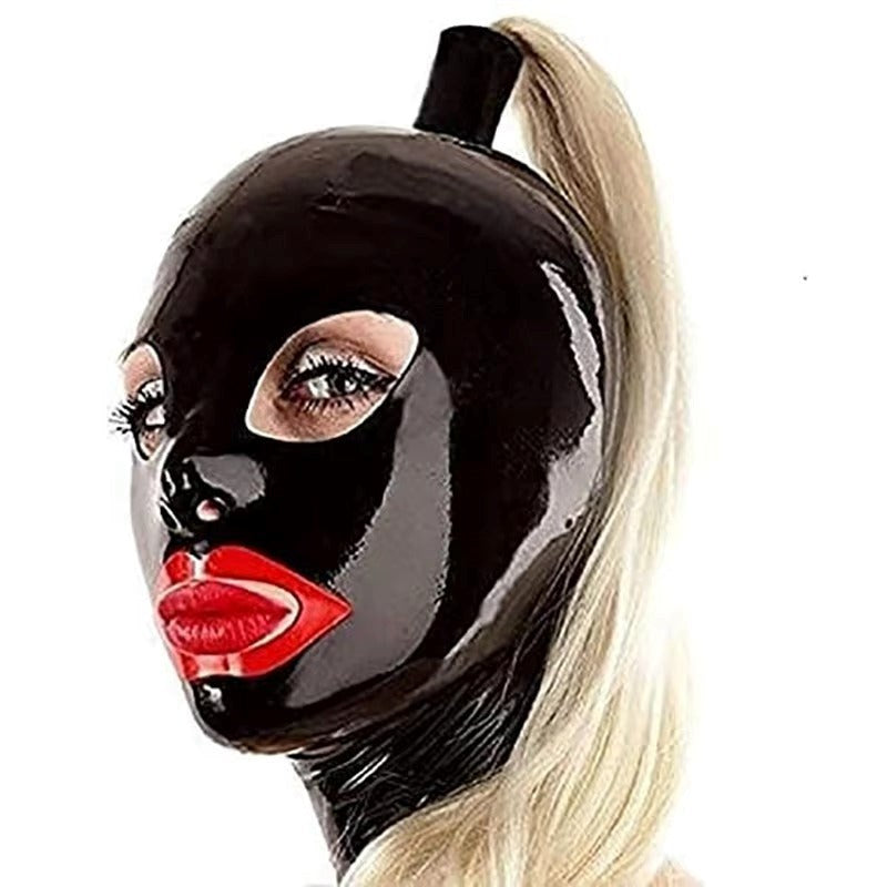 BDStyle Ponytail Bondage Mask Black - - Blindfolds And Masks