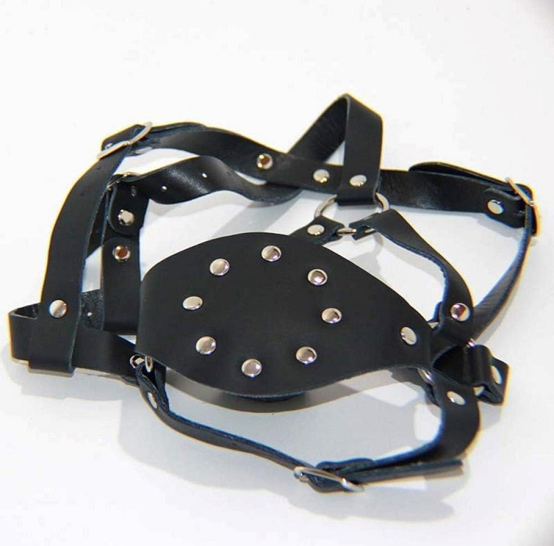 Leather Face Harness with Stuffer Gag - - Bondage Gags and Bits