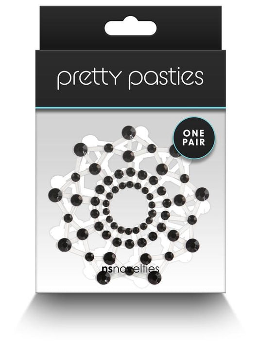 NS Novelties Pretty Pasties Charm III Nipple Cover Black - Breast and Nipple Toys