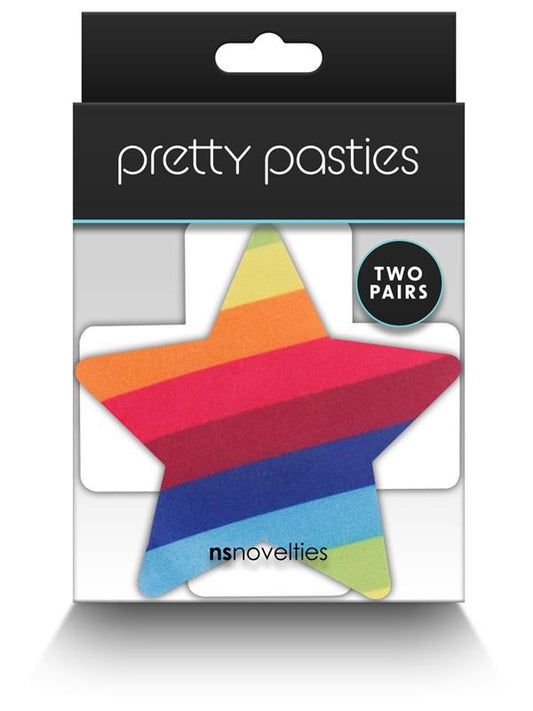 NS Novelties Pretty Pasties Pride Cross and Star Rainbow Nipple Cover 2 Pairs - Breast and Nipple Toys