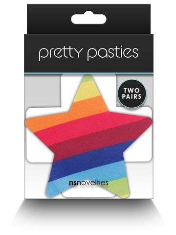 NS Novelties Pretty Pasties Pride Cross and Star Rainbow Nipple Cover 2 Pairs - Breast and Nipple Toys