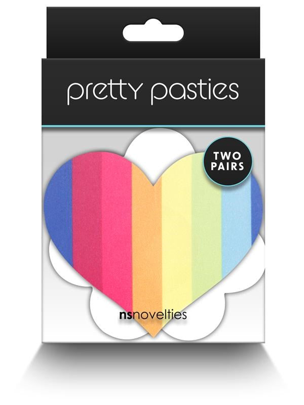 NS Novelties Pretty Pasties Pride Heart and Flower Rainbow Nipple Cover 2 Pairs - - Breast and Nipple Toys