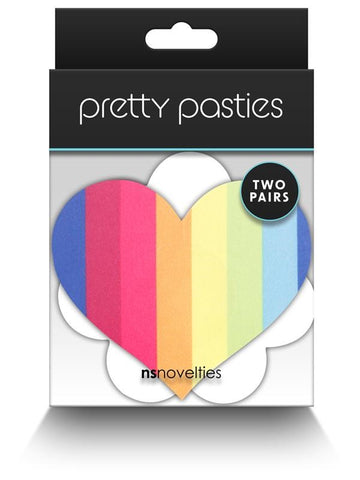 NS Novelties Pretty Pasties Pride Heart and Flower Rainbow Nipple Cover 2 Pairs - Breast and Nipple Toys