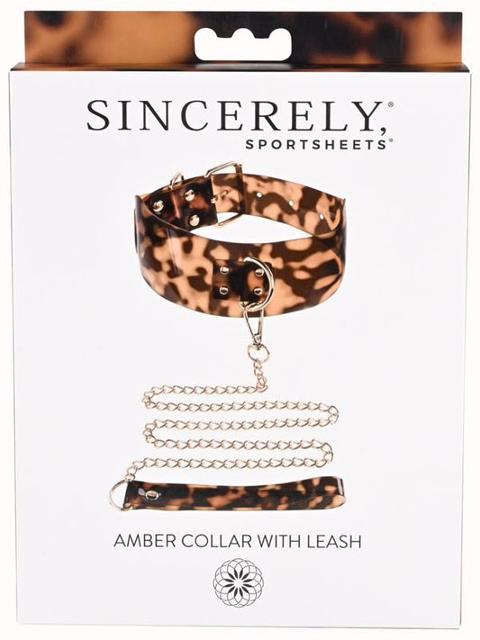 Sportsheets Amber Adjustable Collar with Leash - Collars and Leads