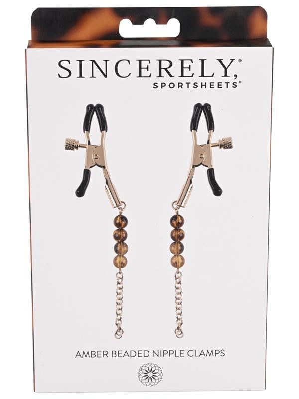 Sportsheets Amber Beaded Nipple Clamps - Nipple and Clit Clamps