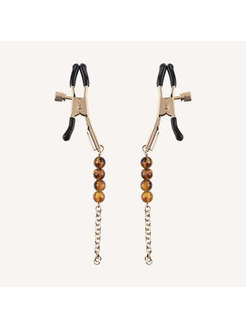 Sportsheets Amber Beaded Nipple Clamps - Nipple and Clit Clamps
