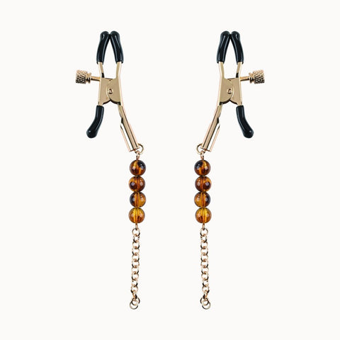 Sportsheets Amber Beaded Nipple Clamps - Nipple and Clit Clamps