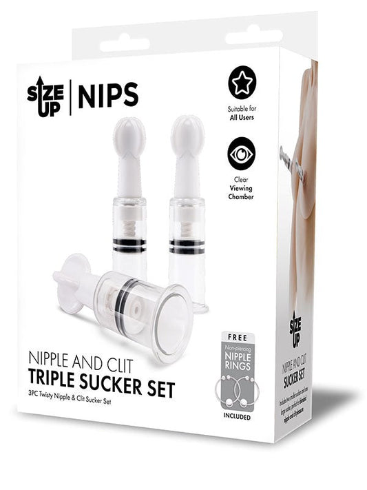 Xgen Products Size Up Nips Nipple and Clit Triple Sucker Set - Clit Ticklers and Pulsators