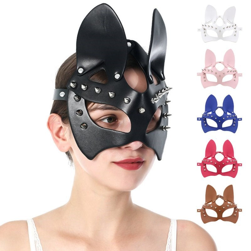 BDStyle Faux Leather Rivet Spike Mask - - Blindfolds And Masks