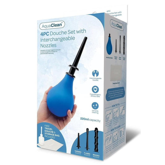 Xgen Products AquaClean 4 Piece Douche Set with Interchangeable Nozzles - Enemas and Douches