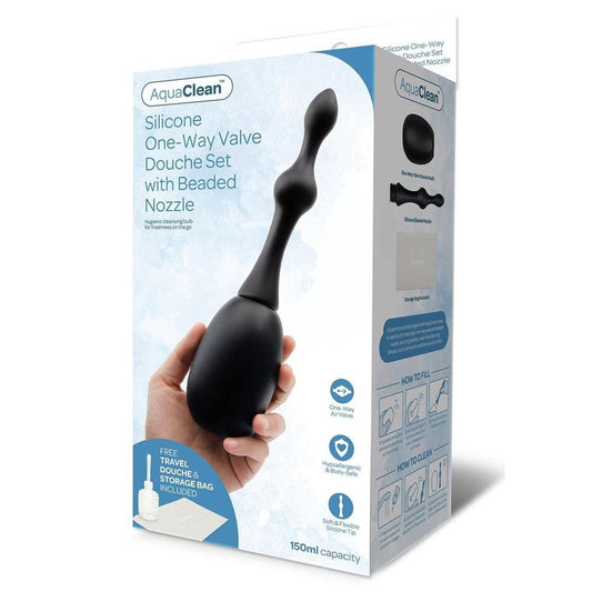 Xgen Products AquaClean Silicone 1 Way Valve Douche Set with Beaded Nozzle - Enemas and Douches