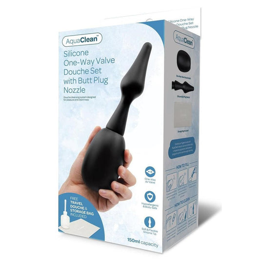 Xgen Products AquaClean Silicone 1 Way Valve Douche Set with Butt Plug Nozzle - Enemas and Douches