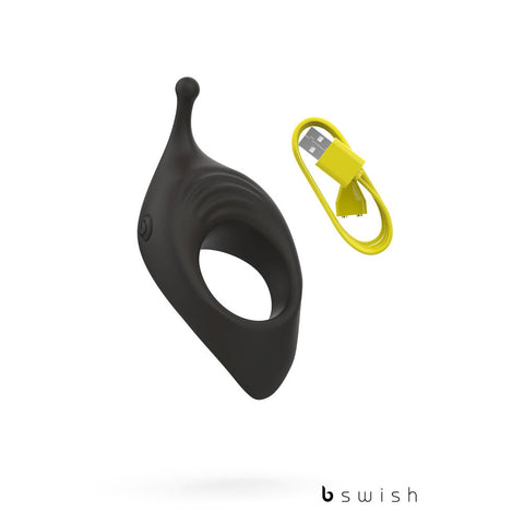 B Swish BCharmed Rhythm Infinite Deluxe Vibrating Cock Ring Black - Vibrating Cock Rings