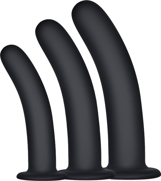 Excellent Power Kick Up Silicone Vaginal Training 3 Sizes Kit Black - Pussy And Clit Toys