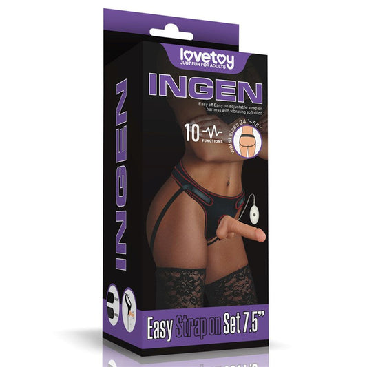 Lovetoy IngenVibrating Easy Strap On Dildo Set Flesh 19cm - Strap On Sextoys