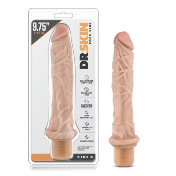 Dr Skin Cock Vibe 8 Vibrating Cock Beige 9.75 Inch - - Vibrating Dildos