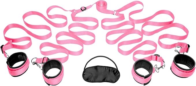 Frisky Bedroom Fetish Play Restraint Kit Pink - - Cuffs And Restraints