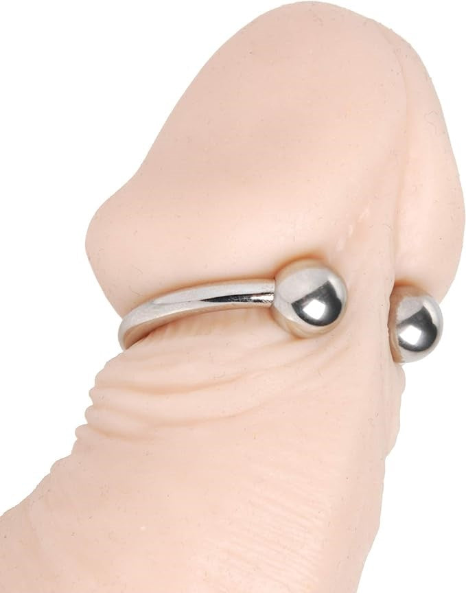 Master Series Pressure Point Beaded Stainless Steel Glans Ring - - Steel Cock Rings