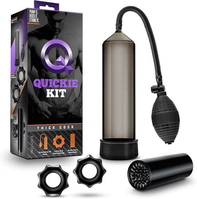 Quickie Kit Thick Cock Penis Pump Set Black - - Penis Pumps And Stretchers