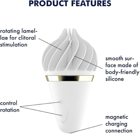 Satisfyer Sweet Treat Lay On Clitoral Vibrator White/Gold - Clit Ticklers and Pulsators
