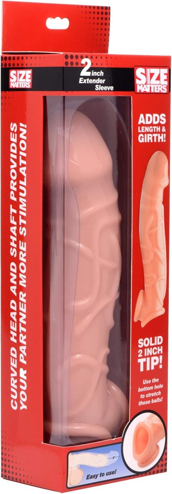 Size Matters Dick Extender Sleeve 2 Inch Flesh - - Pumps, Extenders and Sleeves